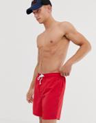 Original Penguin Swim Shorts With Small Logo In Red - Red