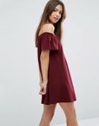Asos Off Shoulder Mini Dress - Red