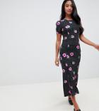 Asos Design Petite City Maxi Tea Dress In Floral And Spot - Multi