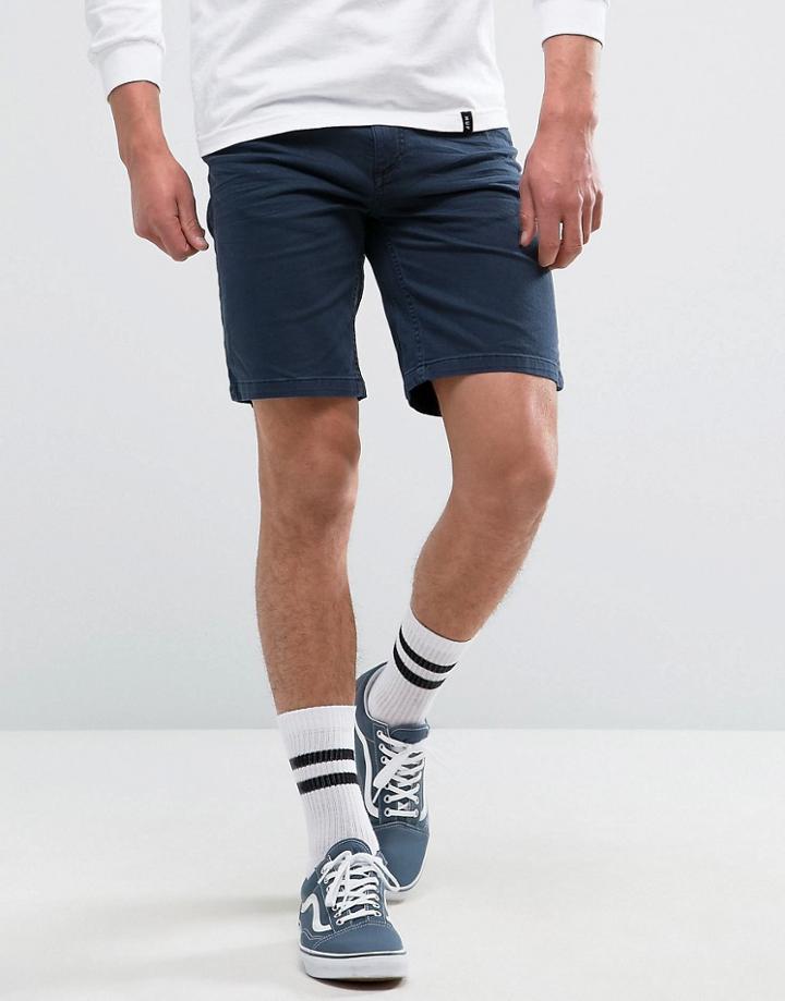 Pull & Bear Denim Shorts In Navy - Navy