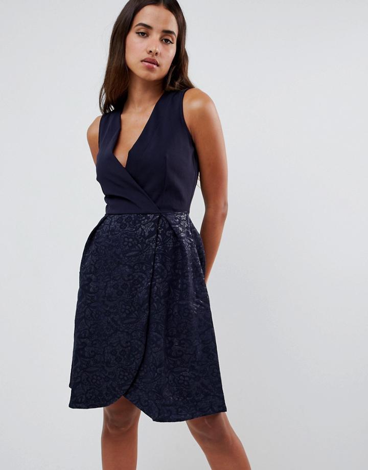 Closet London Wrap V-neck Dress - Navy