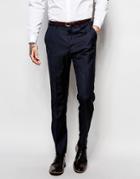 Asos Slim Tuxedo Suit Pants In 100% Wool - Navy
