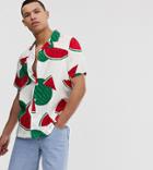 Asos Design Tall Relaxed Shirt With Watermelon Print - White