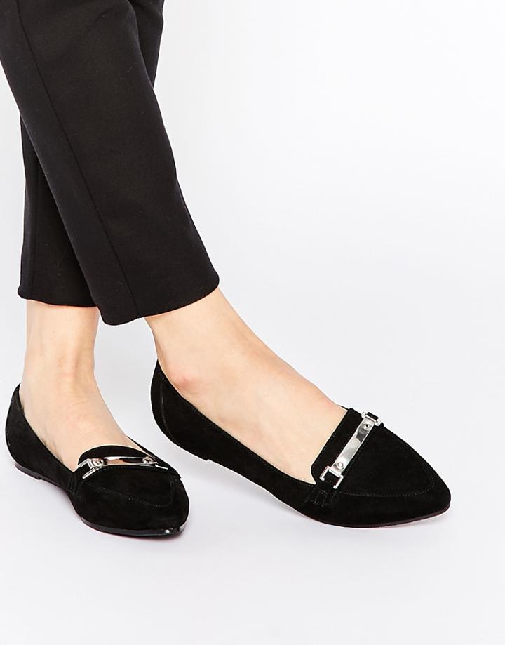 Asos Make A Hit Pointed Flat Shoes - Black