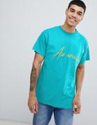 New Look T-shirt With Au Revoir Embroidery In Green - Green