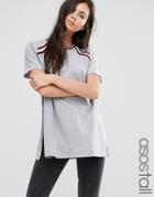 Asos Tall T-shirt With Stripe Inserts In Longline Fit - Gray