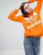 Adidas Originals Oversized Trefoil Logo Hoodie In Orange - Orange