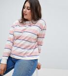 Asos Design Curve Top With Long Sleeve And Crew Neck In Stripe - Multi