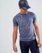 Emporio Armani Large Graphic Logo T-shirt In Steel Blue - Blue