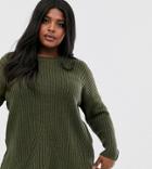 Only Curve Rib Knitted Sweater-green