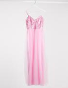 Chi Chi London Plunge Maxi Dress In Rose-pink