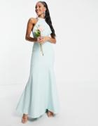 Jarlo High Neck Lace Back Maxi Dress In Blue-green