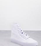 Asos Design Wide Fit Daz Canvas High Top Sneakers In White