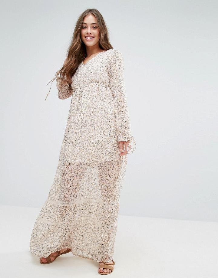Vero Moda Fabs Ditsy Floral Maxi Dress - Cream