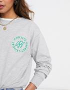 Asos Design Sweatshirt With Nyc Pocket Embroidery In Gray Marl-grey