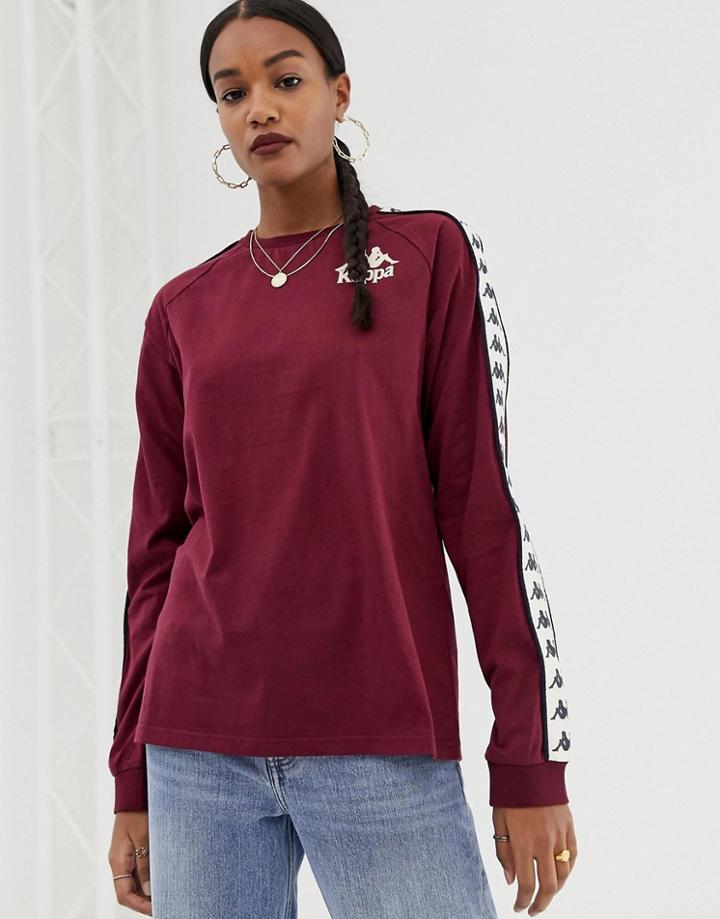 Kappa Relaxed Long Sleeve T-shirt With Banda Logo Taping - Red