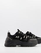 Asos Design Diazo Studded Chunky Sneakers In Black