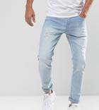 Brooklyn Supply Co Slim Jeans Light Wash With Abrasions - Blue