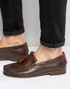Hudson London Clifford Leather Tassle Loafers - Brown
