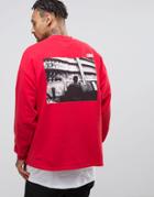 Asos Oversized Sweatshirt With Back & Chest Print - Red