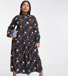 Never Fully Dressed Plus Smock Midaxi Dress In Neon Sweetheart Print-multi