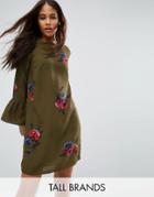 Vero Moda Tall Floral Print Peplum Sleeve Shift Dress - Green