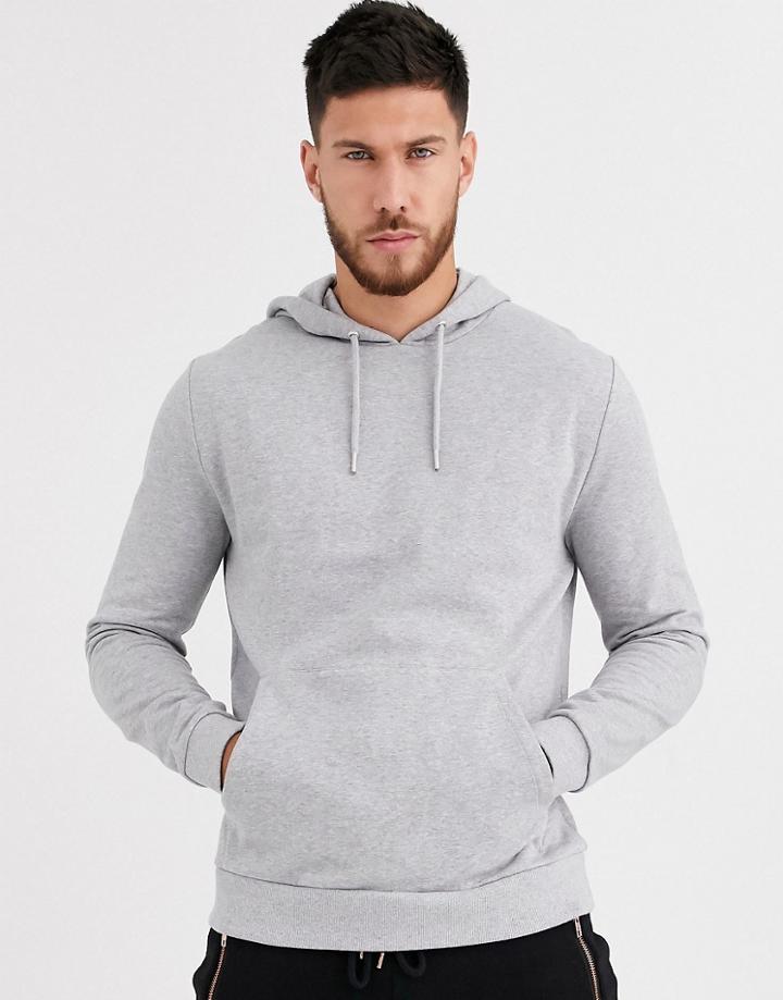 Asos Design Organic Hoodie In Gray Marl-grey