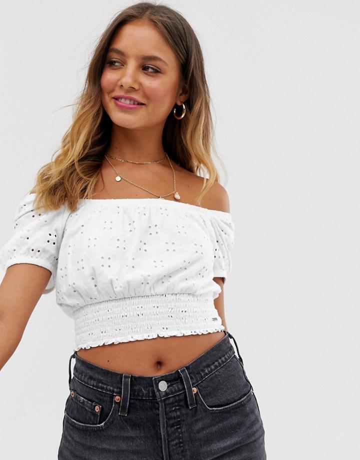 Hollister Bardot Off The Shoulder Top-white