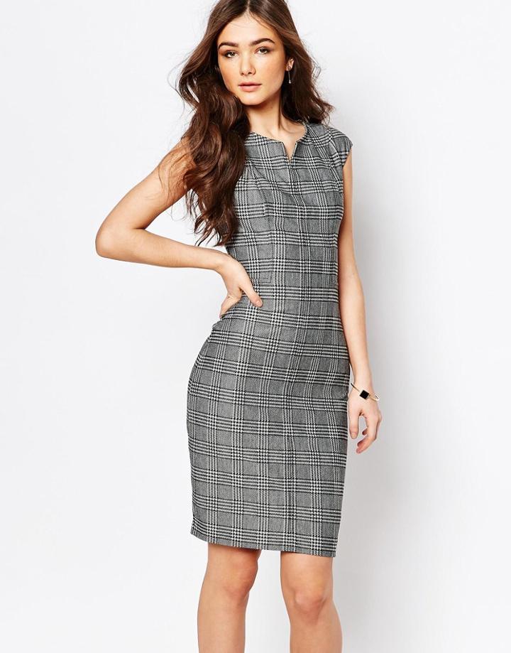Mango Heritage Check Tailored Dress - Black