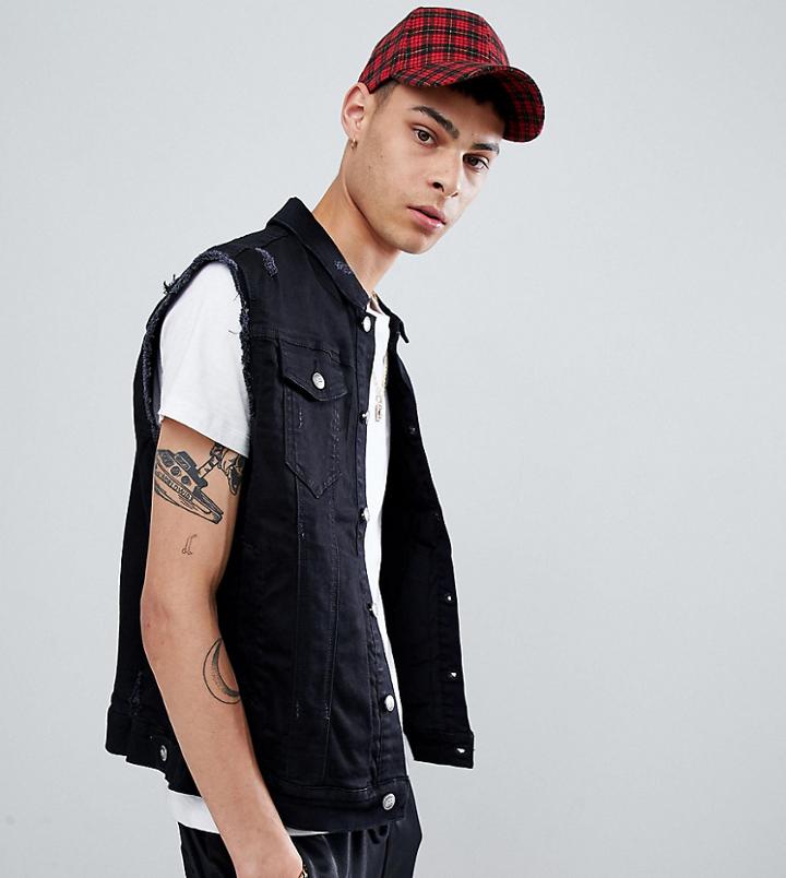 Sixth June Sleeveless Denim Jacket In Black Exclusive To Asos - Black