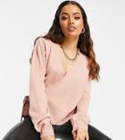 Threadbare Petite Amy Ballet Wrap Sweater-pink