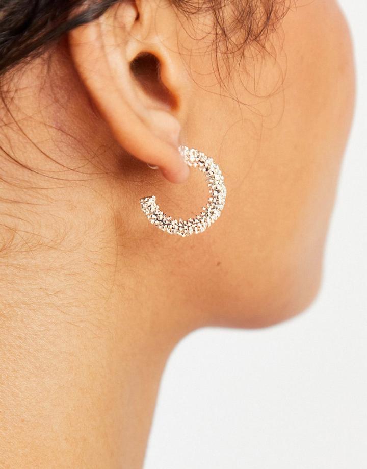 Pieces Hammered Chunky Hoops In Silver