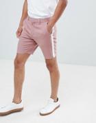 Asos Skinny Suit Shorts In Pink With White Trim - Pink