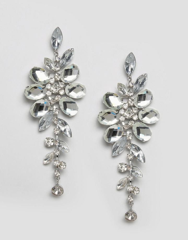 Asos Wedding Flower Vine Drop Earrings - Crystal