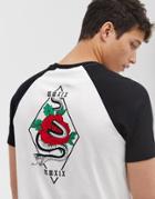 Asos Design Raglan T-shirt With Snake Print - White