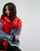 Vero Moda Checked Scarf - Red