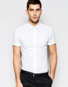 Asos Skinny Shirt With Short Sleeves In White - White