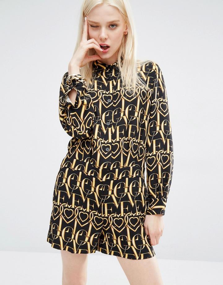 Love Moschino Heart Monogram Playsuit - Black