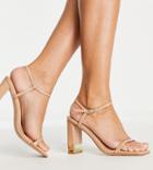 Simmi London Wide Fit Block Heeled Sandals In Beige-neutral
