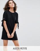 Asos Petite T-shirt Dress With Bow Sleeve - Black