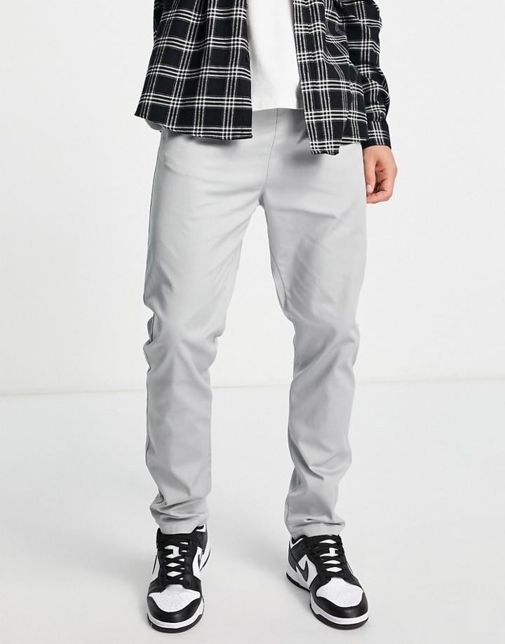 Le Breve Elastic Waist Chinos In Light Gray