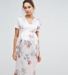 Hope & Ivy Maternity Floral Print Pencil Dress - Gray
