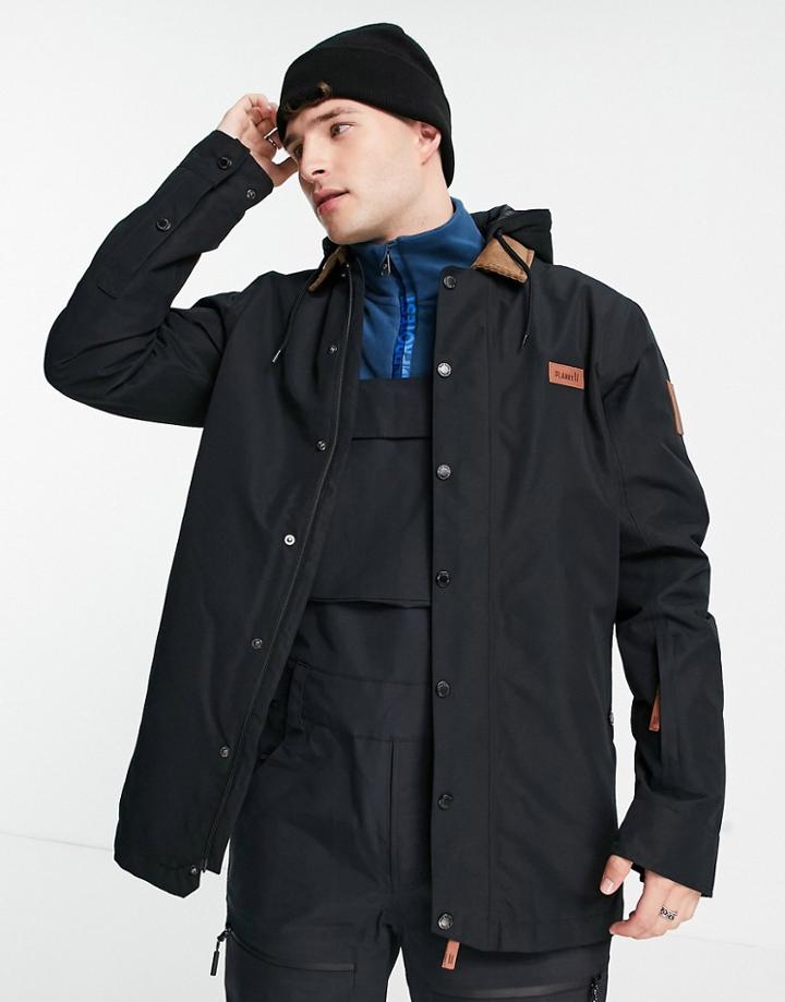Planks Throw-down Collared Ski Jacket In Black
