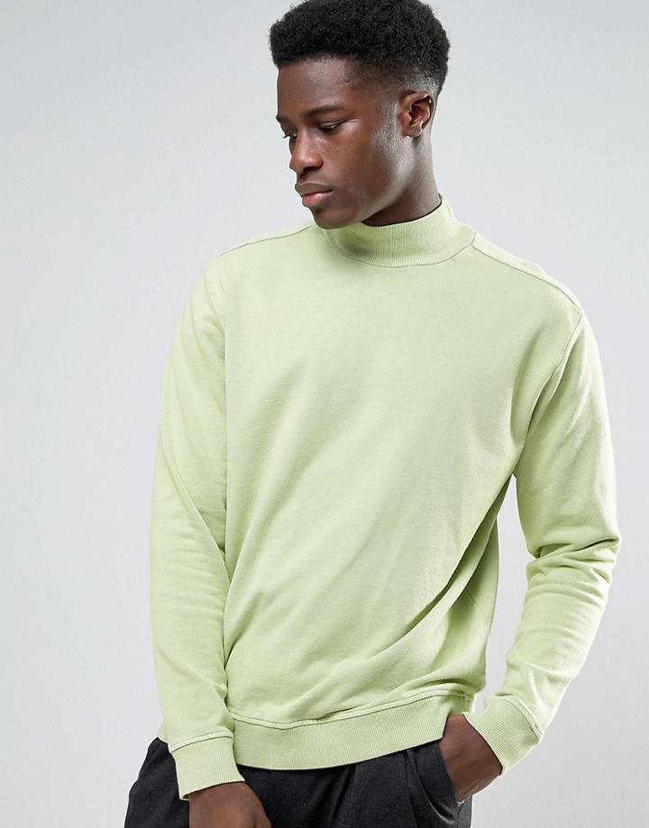 Weekday Brink Washed Turtleneck Sweat - Green