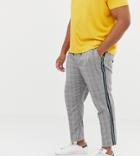 New Look Plus Smart Joggers With Side Stripe In Black Check - Black