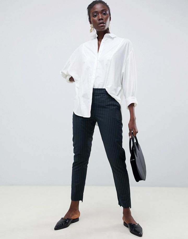 Selected Femme Pinstripe Tailored Pants - Green
