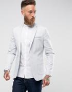 Asos Super Skinny Blazer In Light Gray Cotton - Gray