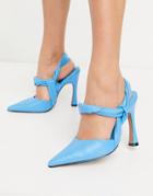 Asos Design Peppermint Slingback High Shoes In Blue-blues