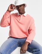 Asos Design Oversized Rugby Polo Sweatshirt In Pink