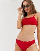South Beach Scallop Edge Bikini Set - Red